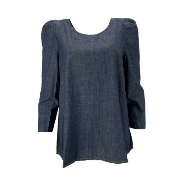 THE GREAT Women's The Darling Shirt Cotton Tunic Top, Navy, 1