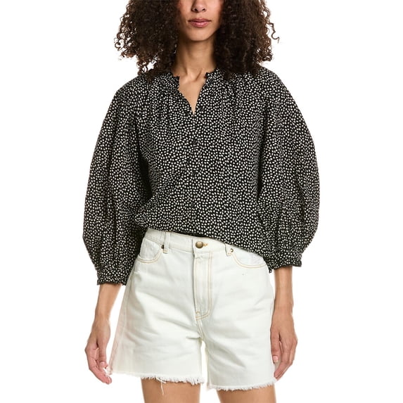 THE GREAT womens The Boutonniere Top, 0, Black