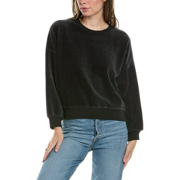 THE GREAT womens  The Corduroy Teammate Sweatshirt, 0, Black