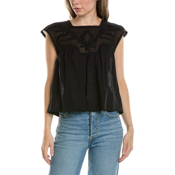 THE GREAT womens The Dawn Top, 3, Black
