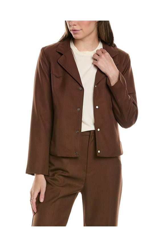 THE GREAT womens  The Western Wool-Blend Blazer, 1, Brown