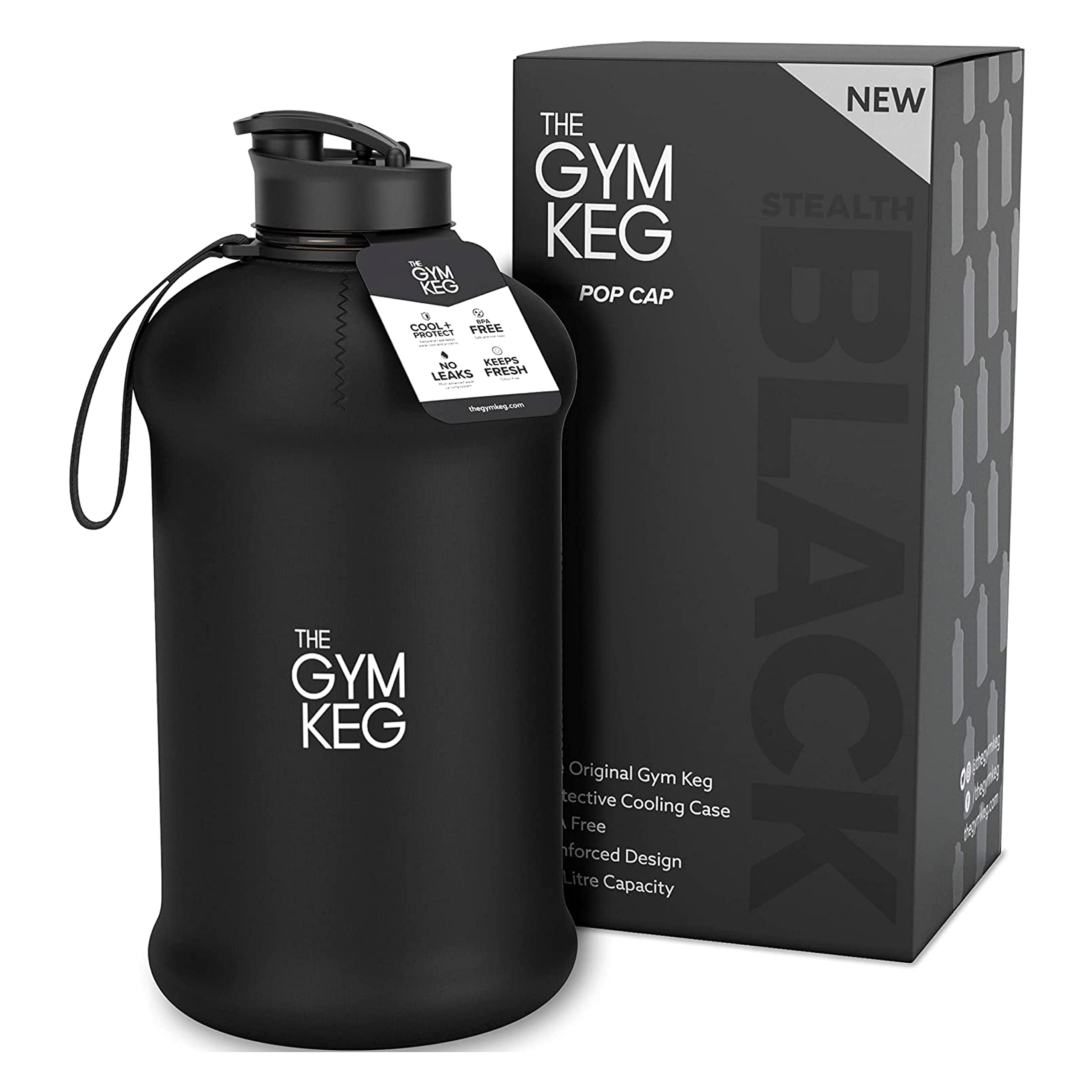 Black 2 Liter Flip-Top Water Bottle – kapsulations