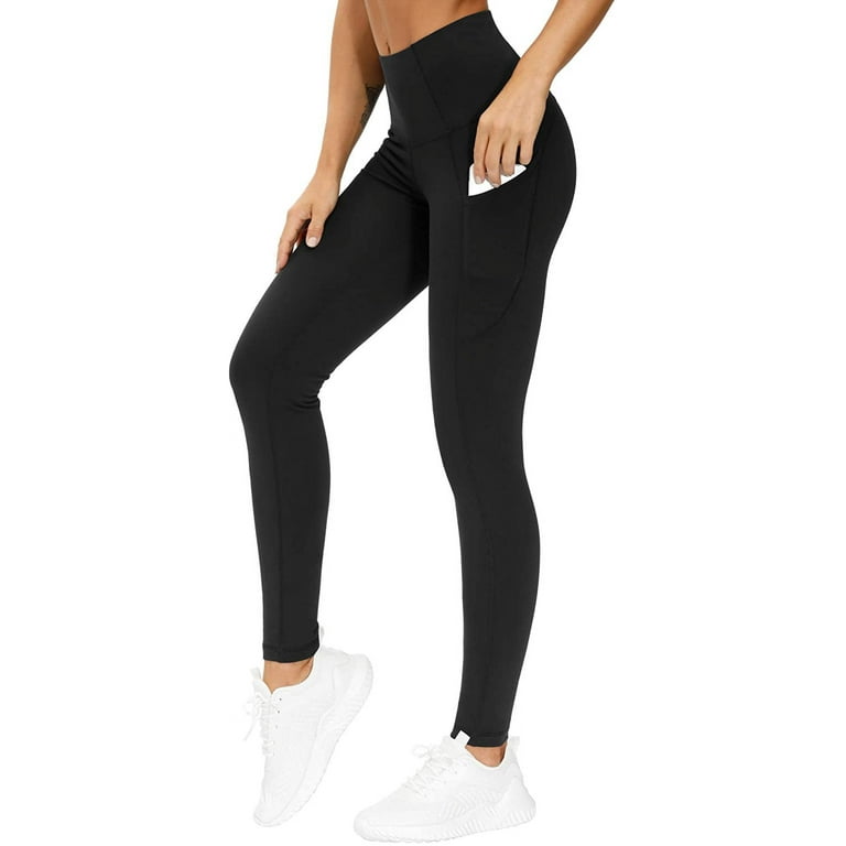 THE GYM PEOPLE Thick High Waist Yoga Pants with Pockets, Tummy Control  Workout Running Yoga Leggings for Women XX-Large Black