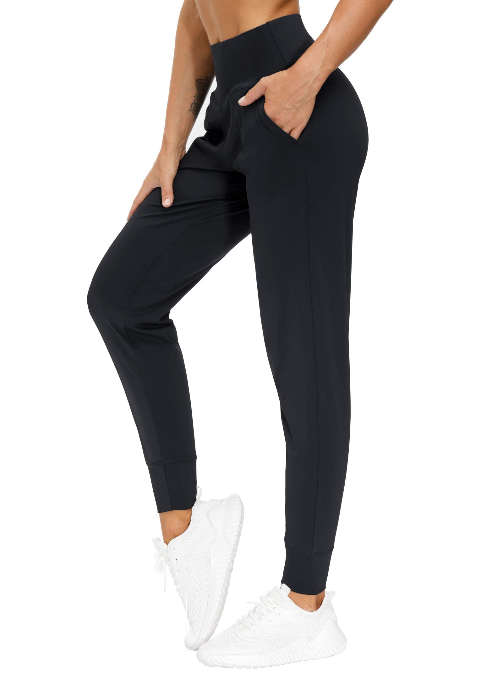 THE GYM PEOPLE Womens Joggers Pants with Pockets Athletic Leggings Tapered Lounge Pants for Workout Yoga Running Training Medium Black C30 Walmart
