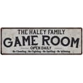 thumbnail image 1 of THE HALEY FAMILY Game Room Country Metal 8x24 Sign 108240042339, 1 of 1