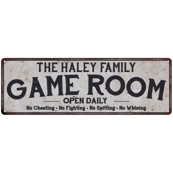 THE HALEY FAMILY Game Room Country Metal 8x24 Sign 108240042339