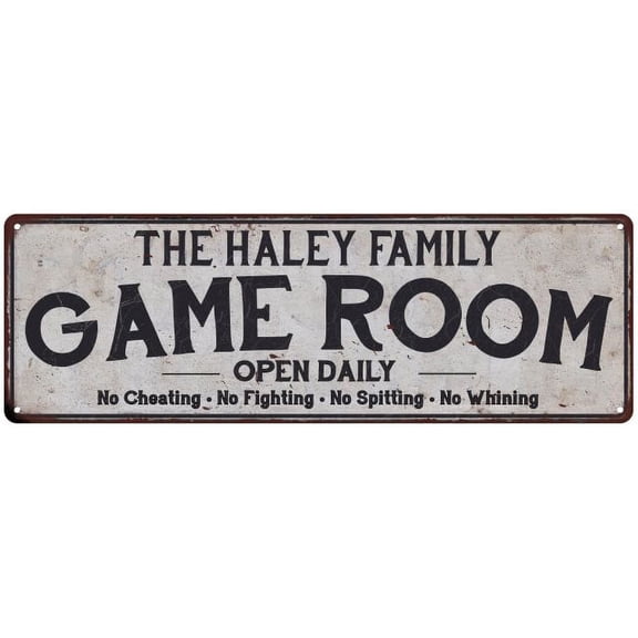 THE HALEY FAMILY Gift Game Room Country Metal 6x18 Sign 206180042339