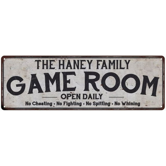 THE HANEY FAMILY Game Room Country Metal 8x24 Sign 108240042360