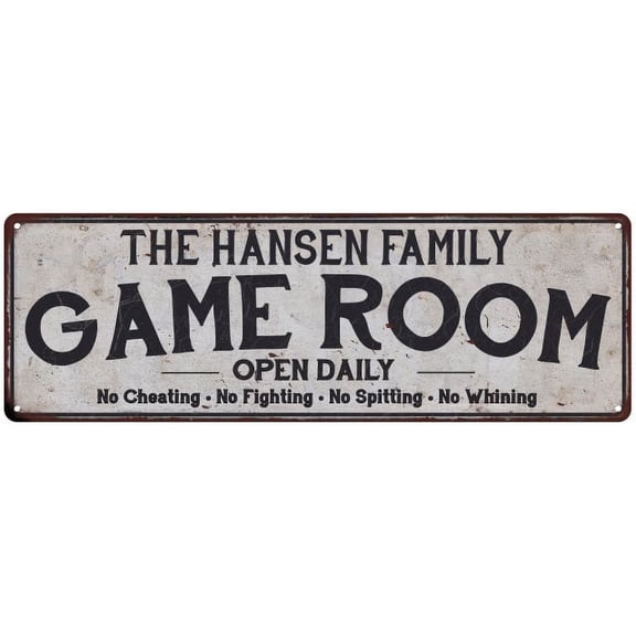 THE HANSEN FAMILY Game Room Country Metal 6x18 Sign 106180042418