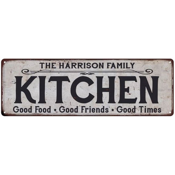 THE HARRISON FAMILY KITCHEN Chic Metal Sign 6x18 106180039129