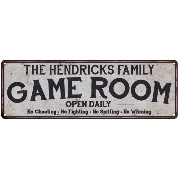 THE HENDRICKS FAMILY Gift Game Room Country Metal 6x18 Sign 206180042962