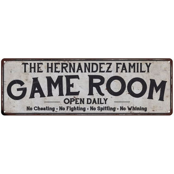 THE HERNANDEZ FAMILY Game Room Country Metal 8x24 Sign 108240042929