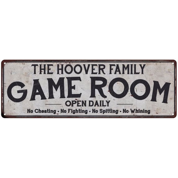 THE HOOVER FAMILY Game Room Country Metal 6x18 Sign 106180042508