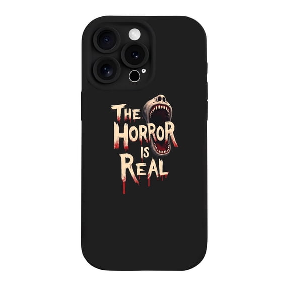 THE HORROR IS REAL iPhone 15 Pro Case - Lightweight Yellowing Resistant with Mouth Design & Dripping Red Effects