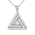 thumbnail image 1 of THE IMPOSSIBLE (PENROSE) TRIANGLE PENDANT NECKLACE IN WHITE GOLD :  14K  Pendant with 22" chain, 1 of 1