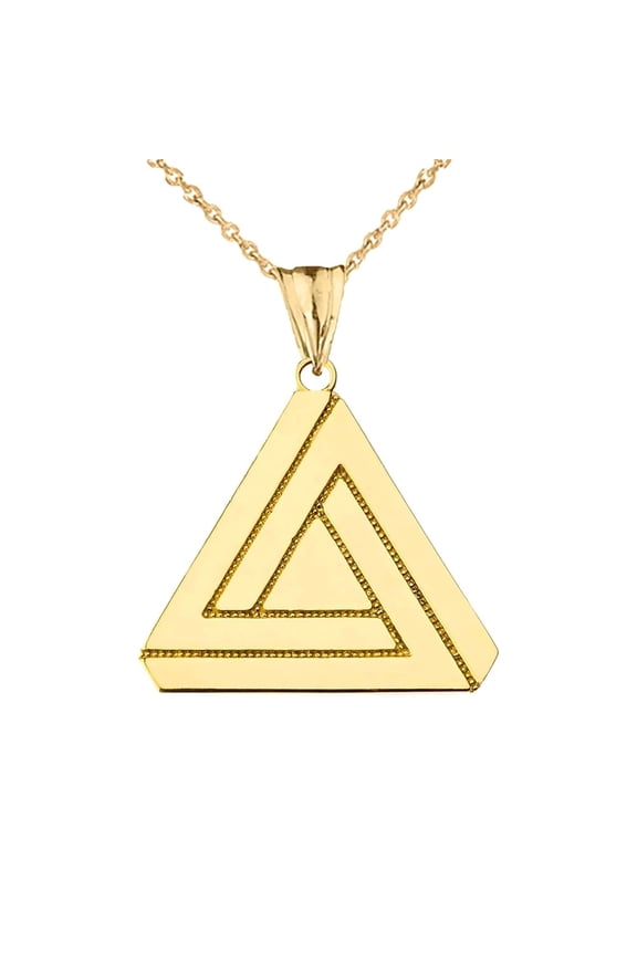 THE IMPOSSIBLE (PENROSE) TRIANGLE PENDANT NECKLACE IN YELLOW GOLD :  14K  Pendant only