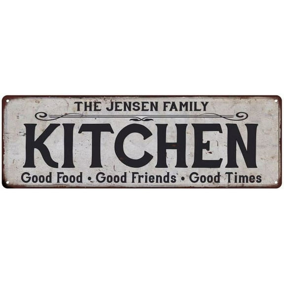 THE JENSEN FAMILY KITCHEN Personalized Chic Metal Sign 6x18 206180039245
