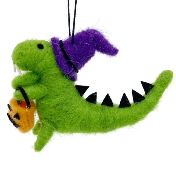 THE JOY TREE Dinosaur Ornament - Wool Dino in Costume Halloween Christmas Ornament Holiday Decoration