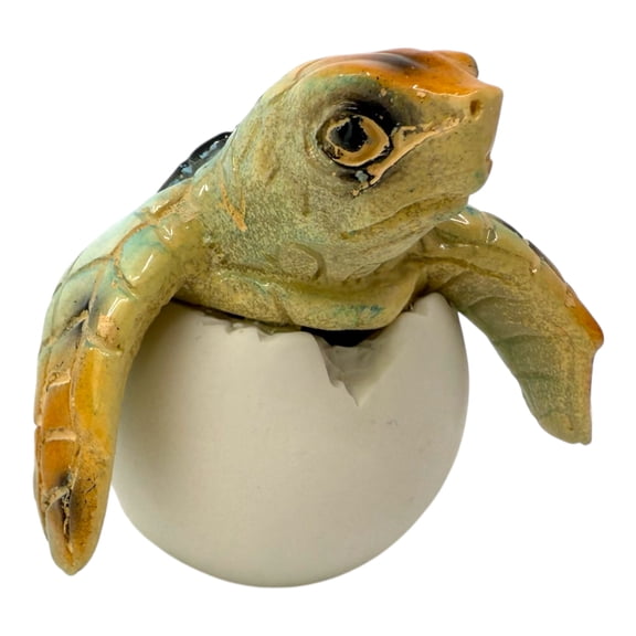THE JOY TREE Hatching Baby Sea Turtle - Sculpture Figurine Ocean Marine Decor Baby Turtle in Egg, Blue 2"