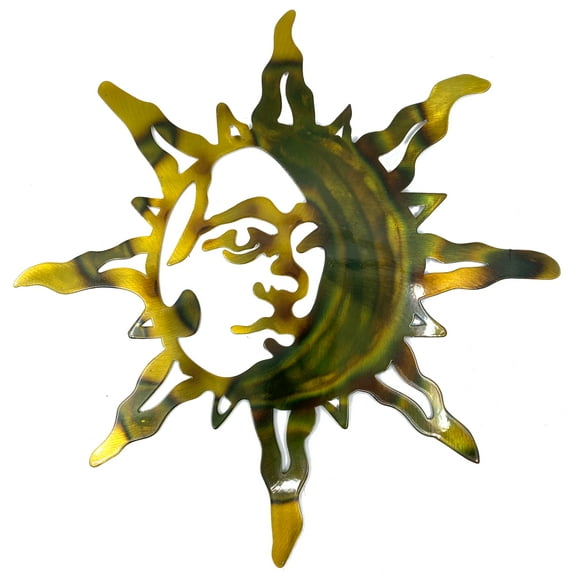 THE JOY TREE Sun Moon Metal Wall Art - Celestial Outdoor Yard Dcor Garden Plaque Astrology Home Dcor 13", Gold