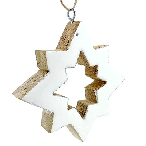 THE JOY TREE Wood White Star - Rustic Winter Ornament
