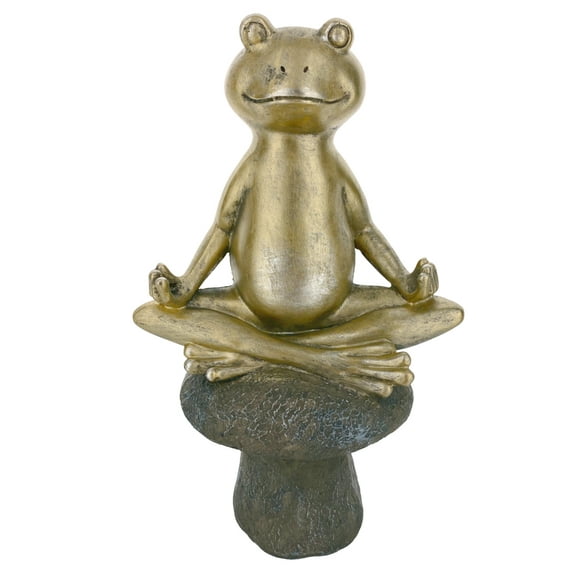 THE JOY TREE Yoga Frog Statue - Zen Garden Mushroom Dcor Indoor Outdoor 9"