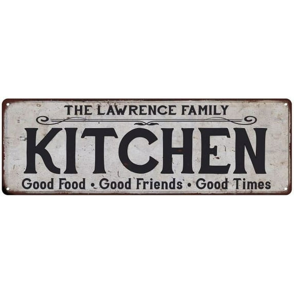 THE LAWRENCE FAMILY KITCHEN Chic Metal Sign 6x18 106180039220