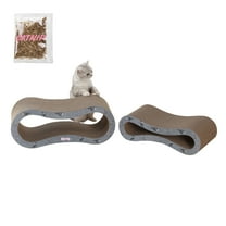 THE LICKER STORE Suvi 26" Modern Cardboard Infinity 2-in-1 Lounge Bed Cat Scratcher with Catnip, Winter Sparrow, CSR1014E