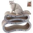 thumbnail image 1 of THE LICKER STORE Suvi 26" Modern Cardboard Infinity 2-in-1 Lounge Bed Cat Scratcher with Catnip, Winter Sparrow, CSR1014E, 1 of 7