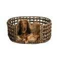 thumbnail image 1 of THE LICKER STORE Gigi 24" x 18" Modern Bohemian Handwoven Hyacinth Open-Weave Oval Pet Bed with Machine-Washable Cushion, Brown, DBD4000B, 1 of 8