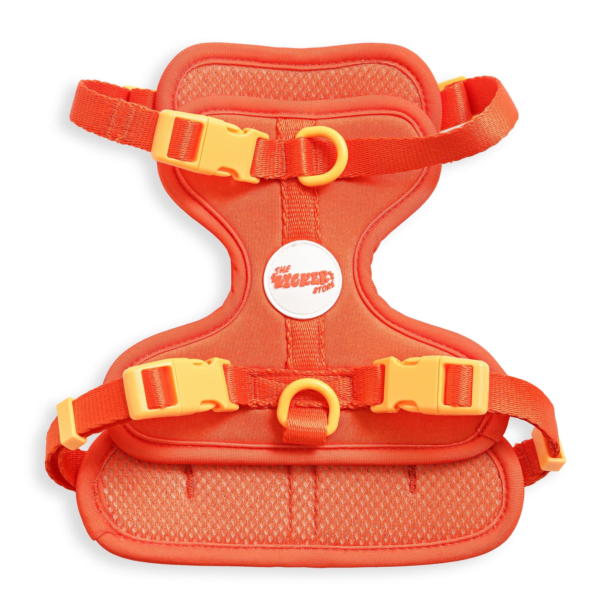 THE LICKER STORE Arlo Small Adjustable Soft Padded No Pull Pet Harness with 3 Buckles and 3 Leash Clips, Dark Orange, HNS1001A