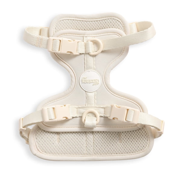 THE LICKER STORE Arlo Small Adjustable Soft Padded No Pull Pet Harness with 3 Buckles and 3 Leash Clips, Almond, HNS1001L