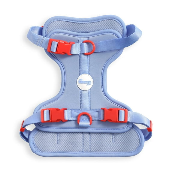 THE LICKER STORE Arlo Medium Adjustable Soft Padded No Pull Pet Harness with 3 Buckles and 3 Leash Clips, Periwinkle, HNS1002E