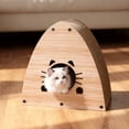 thumbnail image 1 of THE LICKER STORE Koko 19" Modern Cardboard Triangle Cat Cave Scratcher with Catnip, Brown Wood Pattern, 1 of 6