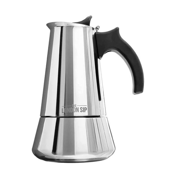 THE LONDON SIP 10 Cup Stainless Steel Espresso Maker | Silver