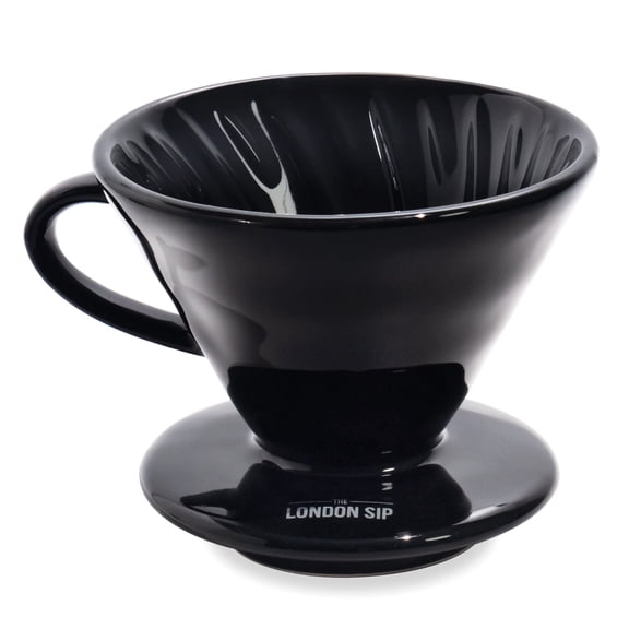 The London Sip Ceramic Coffee Dripper Pour Over Ceramic Coffee Maker, Coffee Slow Brewing Accessories for Home, 1-2 Cup, Black