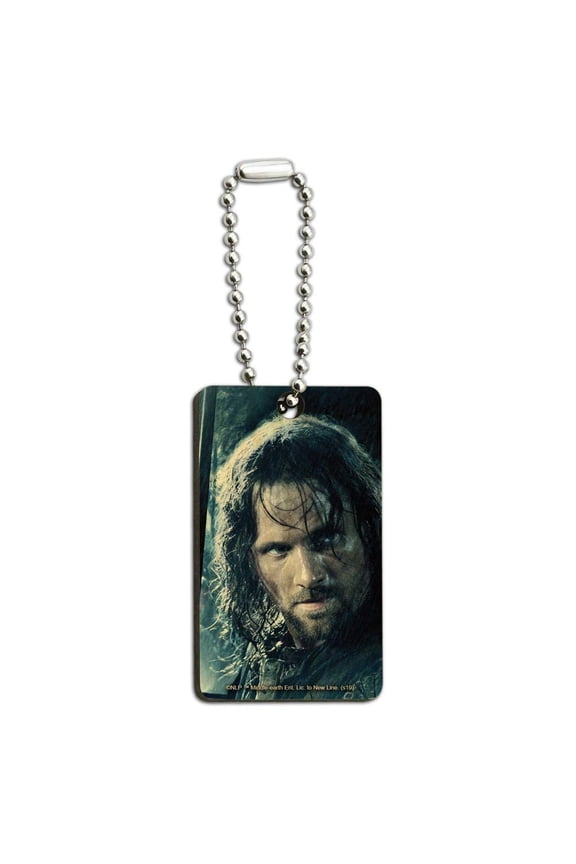 THE LORD OF THE RINGS Aragorn Character Wood Wooden Rectangle Keychain Key Ring