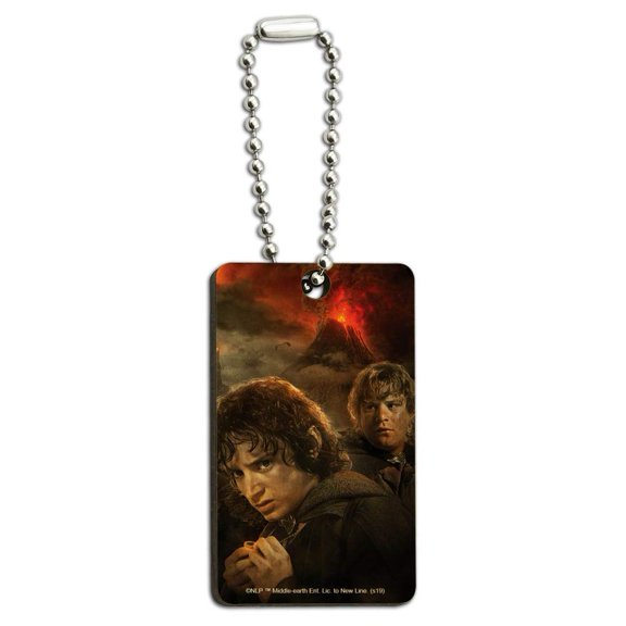 THE LORD OF THE RINGS FRODO and SAM Characters Wood Wooden Rectangle Keychain Key Ring