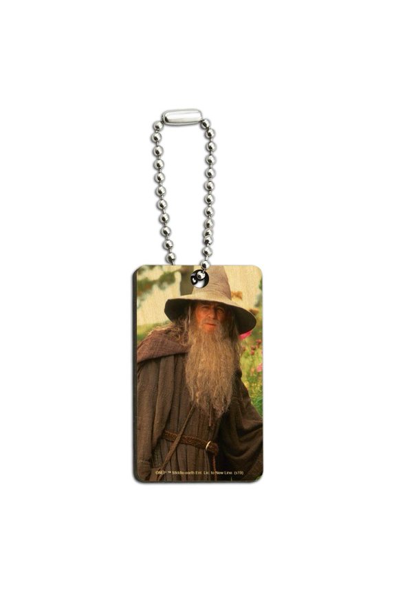 THE LORD OF THE RINGS Gandalf the Grey Character Wood Wooden Rectangle Keychain Key Ring