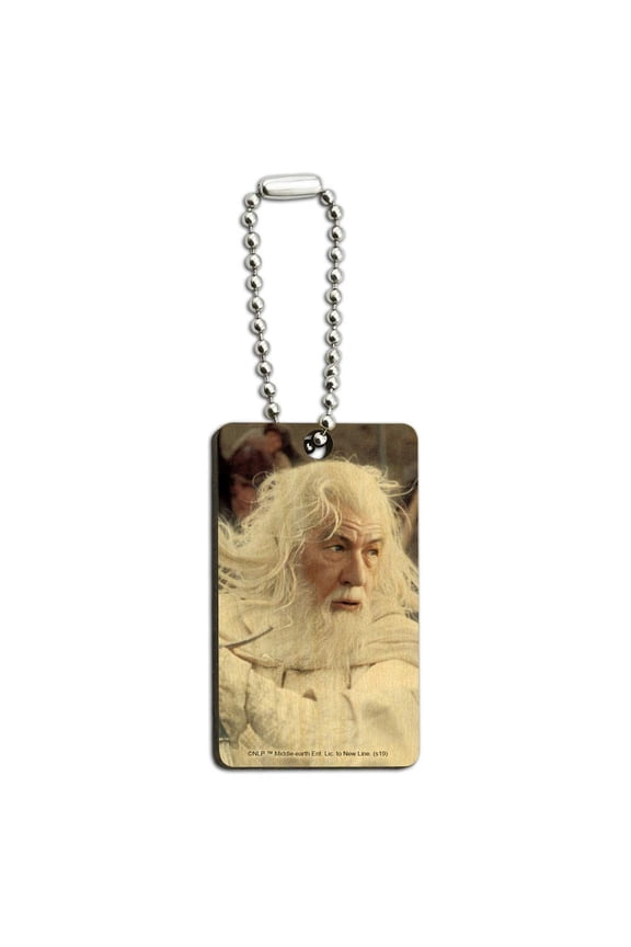 THE LORD OF THE RINGS Gandalf the White Character Wood Wooden Rectangle Keychain Key Ring