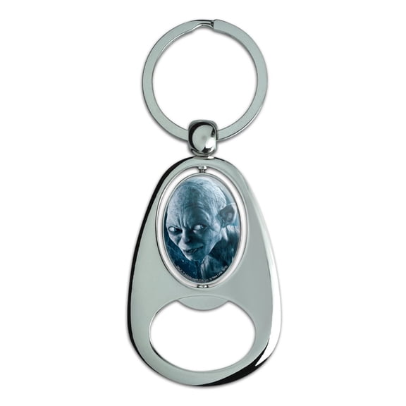 THE LORD OF THE RINGS Gollum Character Keychain Chrome Metal Spinning Oval Bottle Opener