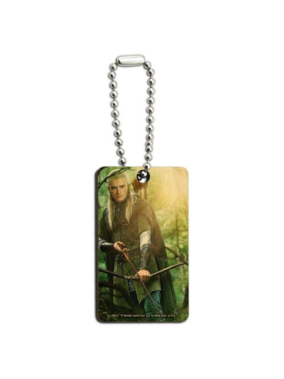 The Lord of The Rings Legolas Character Wood Wooden Rectangle Keychain Key Ring