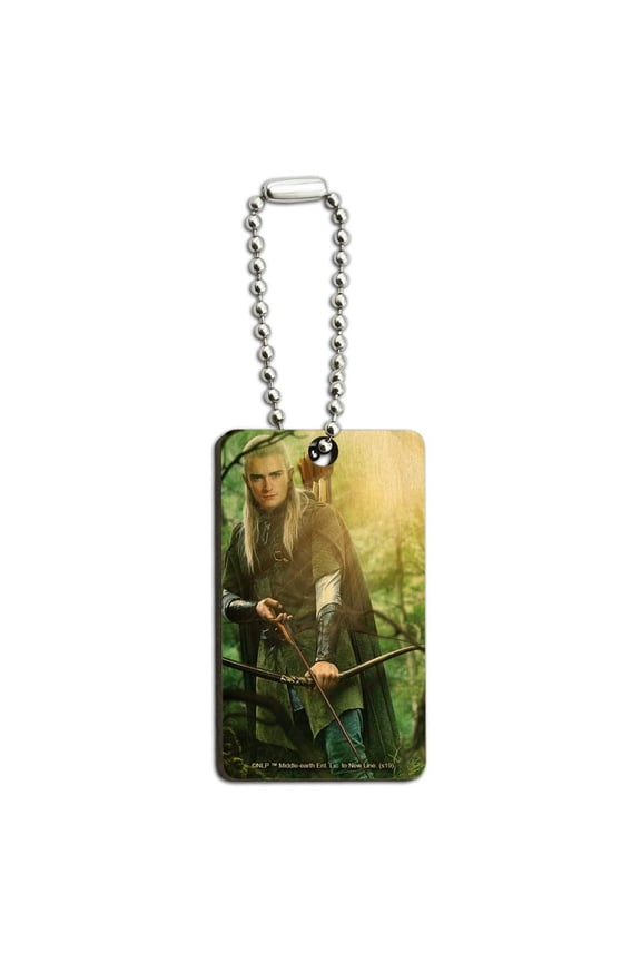 The Lord of The Rings Legolas Character Wood Wooden Rectangle Keychain Key Ring