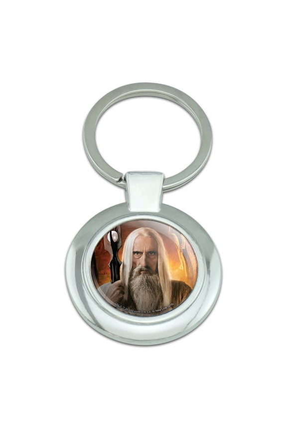 THE LORD OF THE RINGS Saruman Character Keychain Classy Round Chrome Plated Metal