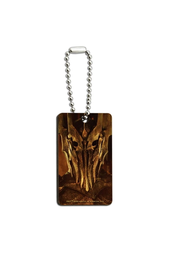 THE LORD OF THE RINGS Sauron Character Wood Wooden Rectangle Keychain Key Ring