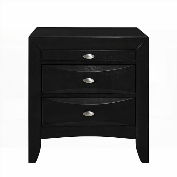 THE LUCILLE BLACK NIGHTSTAND WITH SPACIOUS DRAWERS AND ELEGANT LINES