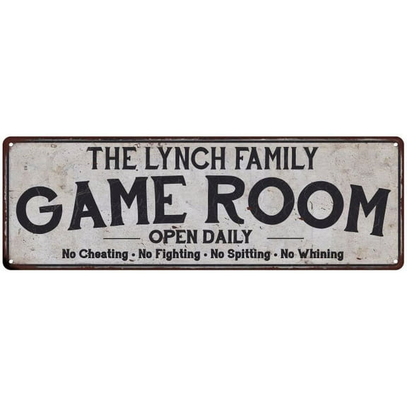 THE LYNCH FAMILY Game Room Country Metal 8x24 Sign 108240042201