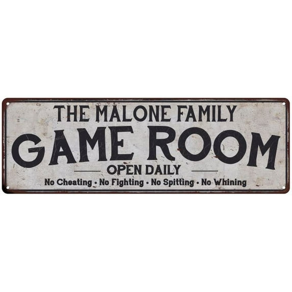 THE MALONE FAMILY Game Room Country Metal 6x18 Sign 106180042484