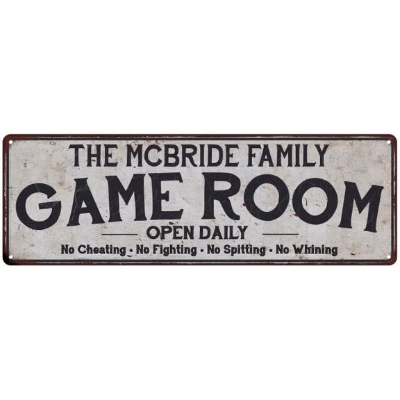 THE MCBRIDE FAMILY Gift Game Room Country Metal 6x18 Sign 206180042721