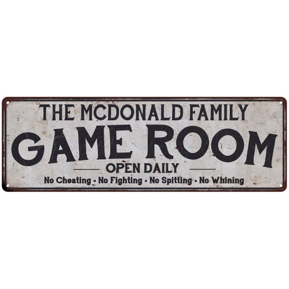 THE MCDONALD FAMILY Game Room Country Metal 8x24 Sign 108240042844